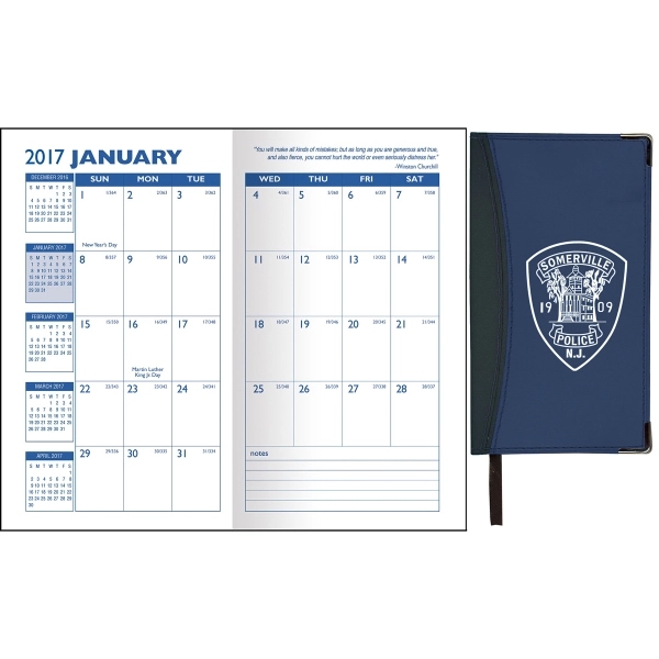 Two-Tone Vinyl Soft Cover Monthly Planner features a ribbon divider and... from ASI 83770 Royal Industries / Waldor