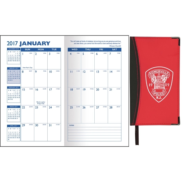 Two-Tone Vinyl Soft Cover Monthly Planner features a ribbon divider and... from ASI 83770 Royal Industries / Waldor