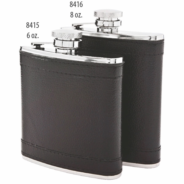 4 1/2" x 3 1/4" stainless steel and black leather flask... from ASI 55450 Franmara Inc
