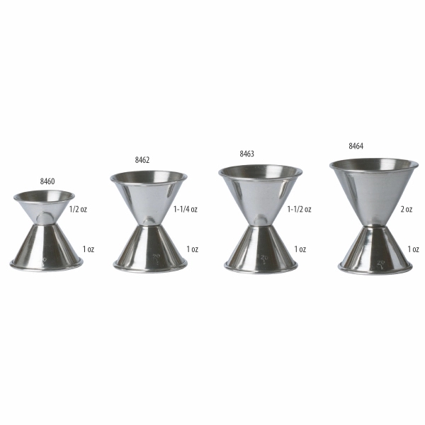 Stainless steel double jigger 1/2 and 1 ounce graduated cups with... from ASI 55450 Franmara Inc