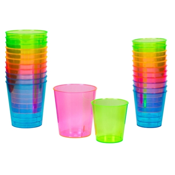 Dazzle Neon Plastic Shot Glasses, 2 oz., 12-pack, Assorted Colors. Blank.... from ASI 55450 Franmara Inc