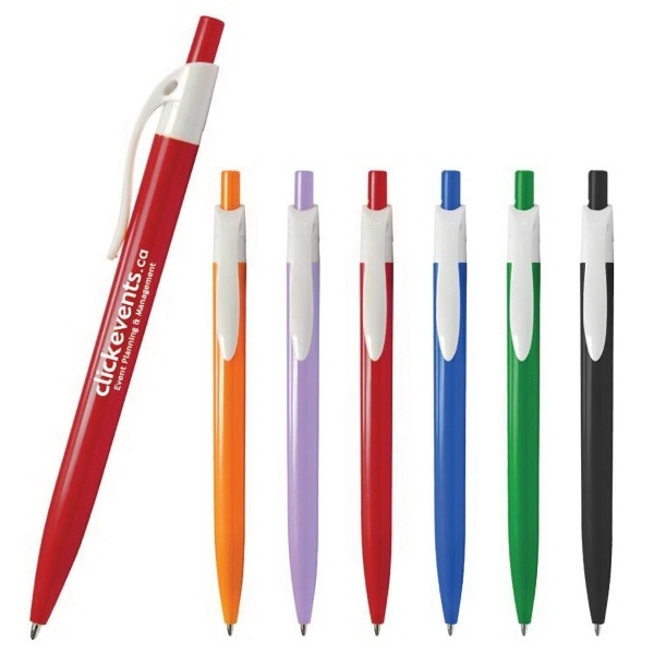 Vibrant colors, click-action, with unique design and white clip. USA made.... from ASI 68850 Markon Pen & Pencil Inc / Tee-Gee