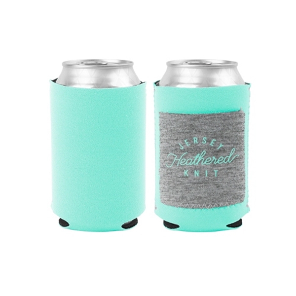 Neoprene beverage holder with a heathered jersey knit/neoprene pocket and customizable... from ASI 74710 Numo / NUMO Kolder