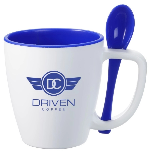 Double wall insulated mug with spoon.  Perfect for soups and... from ASI 52840 Evans Manufacturing