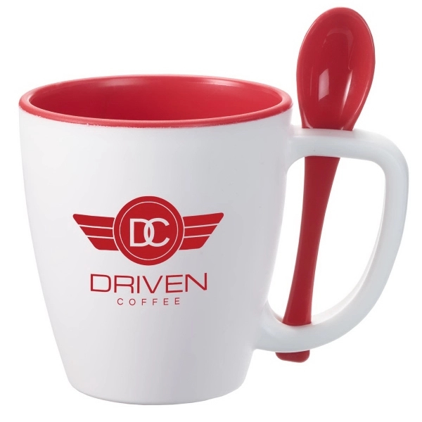Double wall insulated mug with spoon.  Perfect for soups and... from ASI 52840 Evans Manufacturing