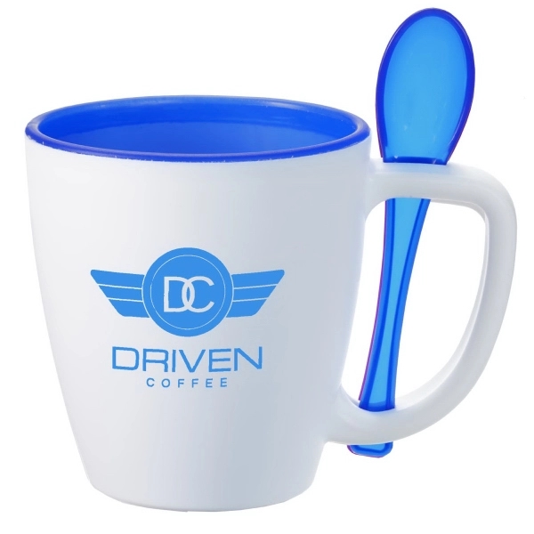 Double wall insulated mug with spoon.  Perfect for soups and... from ASI 52840 Evans Manufacturing