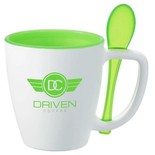 Double wall insulated mug with spoon.  Perfect for soups and... from ASI 52840 Evans Manufacturing