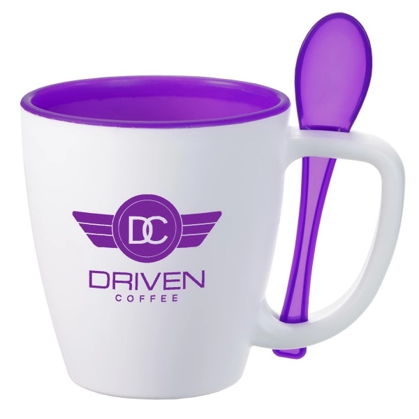 Double wall insulated mug with spoon.  Perfect for soups and... from ASI 52840 Evans Manufacturing