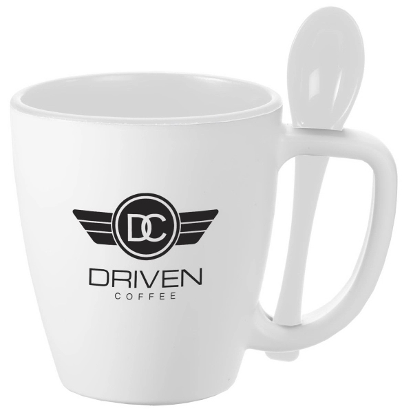 Double wall insulated mug with spoon.  Perfect for soups and... from ASI 52840 Evans Manufacturing