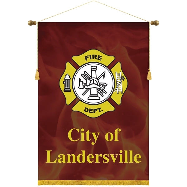 30" x 42" Digitally printed podium banner, straight bottom with fringe... from ASI 80228 Quinn