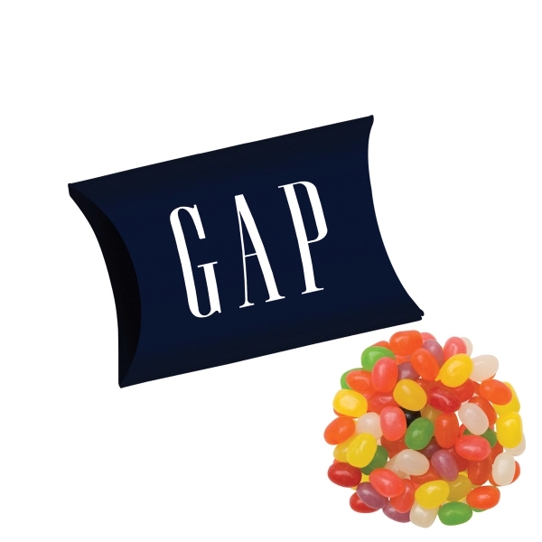 Customizable pillow shaped box filled with assorted jelly beans... from ASI 71685 Midnite Snax®
