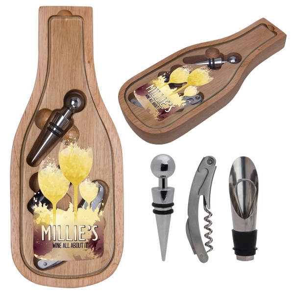 Bamboo-made cheese and wine set, with tempered glass cutting surface and... from ASI 62190 Illini