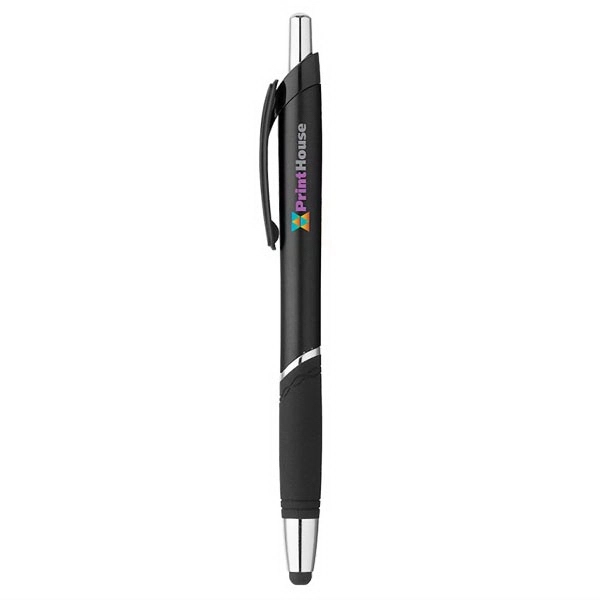 Click-action ballpoint pen with a stylus, blue ink, rubber grip, metallic... from ASI 88060 Snugz/USA Inc / Sweda®
