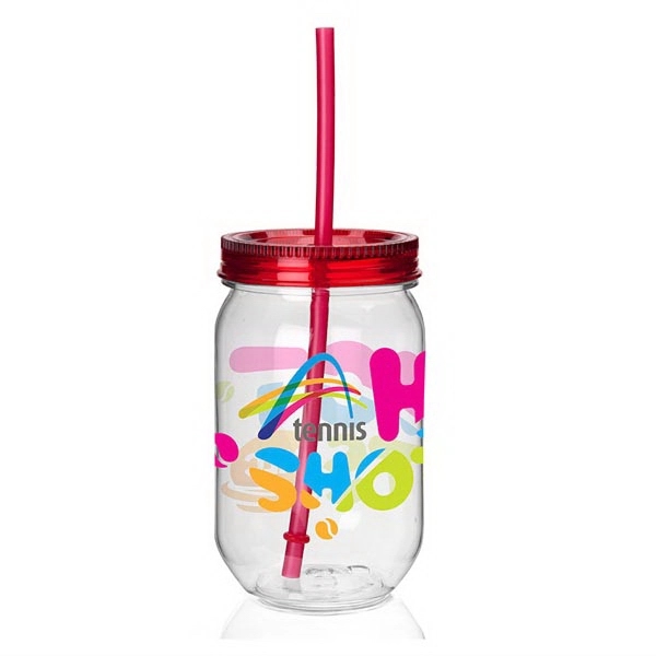 22 ounce capacity acrylic mason jar-styled tumbler with screw on lid... from ASI 88060 Snugz/USA Inc / Sweda®