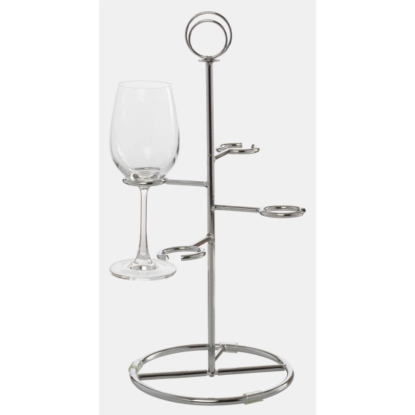 Deluxe tiered flight holder holds four stemware wine glasses at tiered... from ASI 55450 Franmara Inc