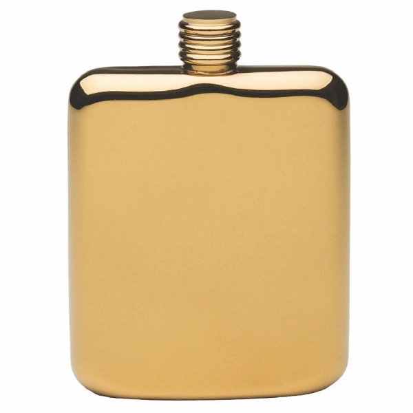 5" x 3 5/8" six-ounce gold-plated pocket flask with ridged screw-top... from ASI 55450 Franmara Inc