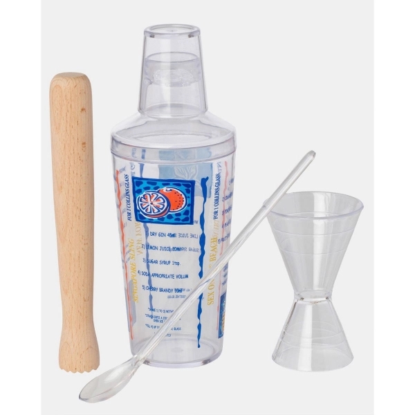 Customizable 5-piece stainless steel bar set with cocktail shaker, acrylic spoon,... from ASI 55450 Franmara Inc