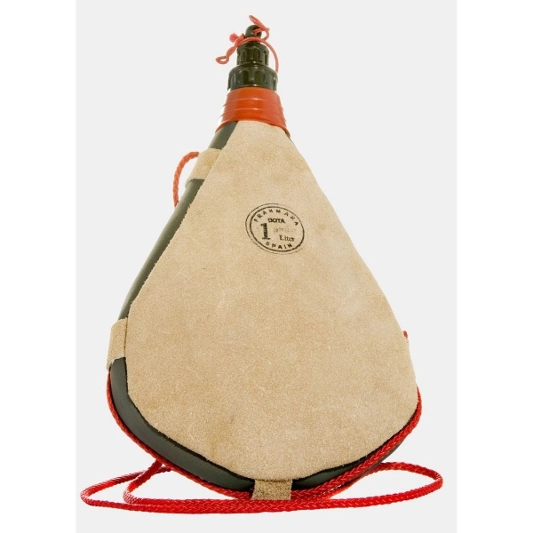 Leather Bota bag with red braided shoulder strap and attached cap.... from ASI 55450 Franmara Inc