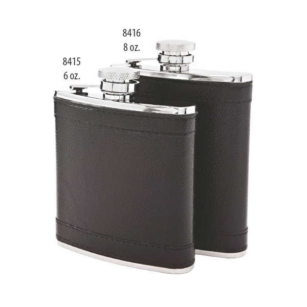 4 1/2" x 3 1/4" stainless steel and black leather flask... from ASI 55450 Franmara Inc