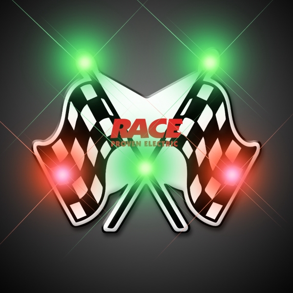 Checkered flag flashing pin. Blank or Imprinted.... from ASI 34194 ALightPromos / Alight Promotional Products