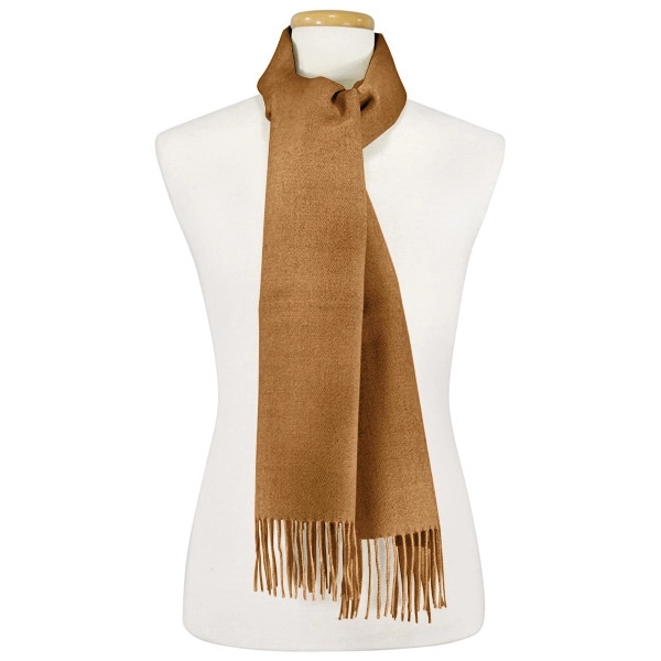 100% Alpaca soft tan winter scarf made in Peru. Add embroidery,... from ASI 98085 Wolfmark