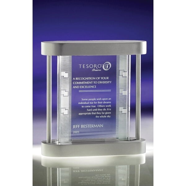 Plaque 3D award made of jade crystal with two etched panels... from ASI 62985 J. Charles