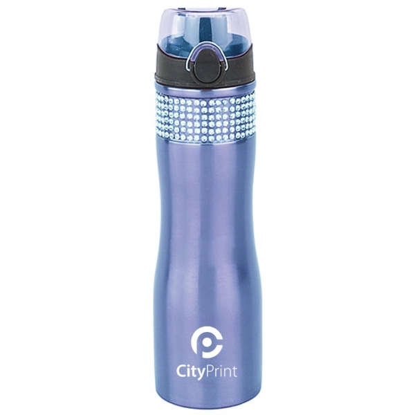Gem stainless steel water bottle. 24oz. with flip action lid, embedded... from ASI 40544 Binaco / Binaline