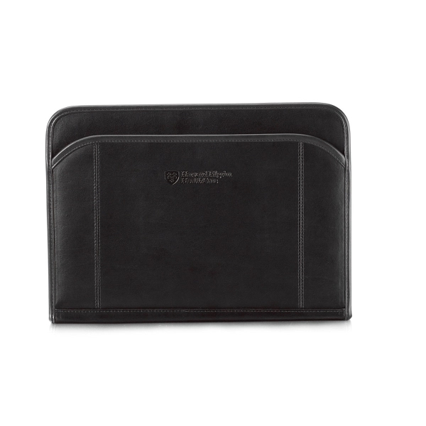 Black leather padfolio with front pocket and zippered closure.... from ASI 56070 Gemline / Gemline®