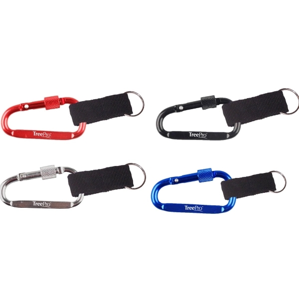 Carabiner with secured screw and strap, solid aluminum construction.... from ASI 74585 Nu Promo International / Nu Promo Line