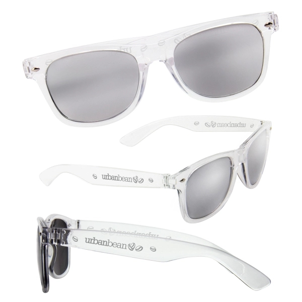 Shatter-resistant sunglasses with mirror lens and customization on both arms.... from ASI 62190 Illini