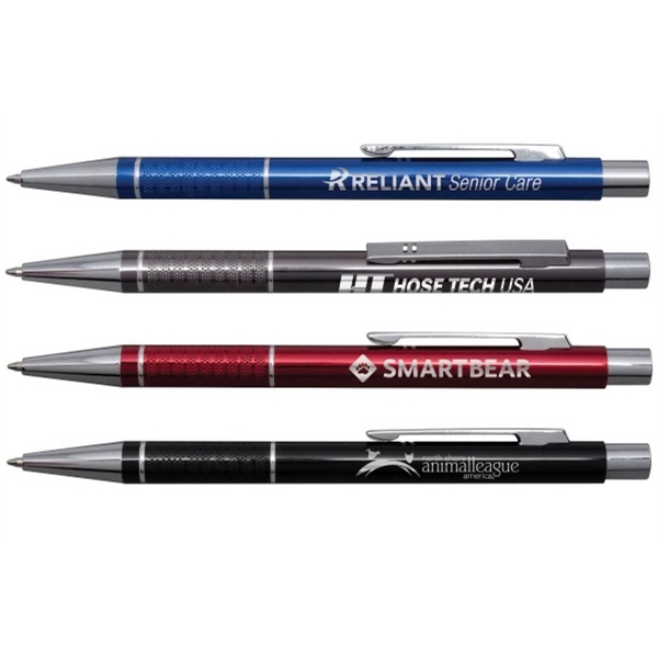European styled executive metal pen with blue ink, silver accents, engraving,... from ASI 61966 HPG / Hub Pen