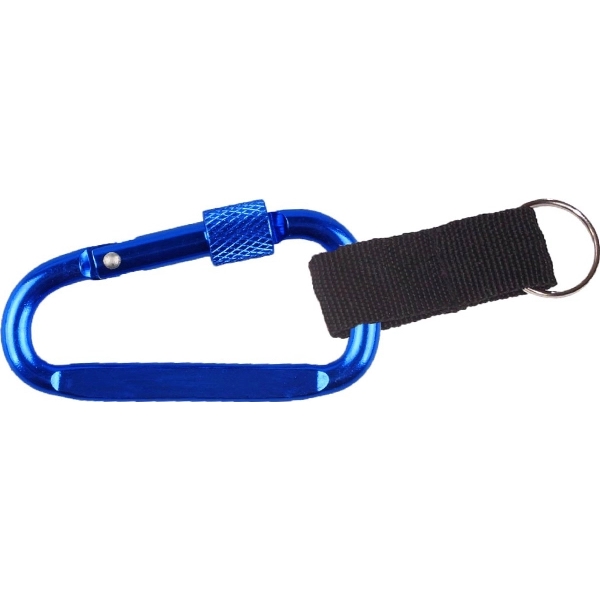 Carabiner with secured screw and strap, solid aluminum construction.... from ASI 74585 Nu Promo International / Nu Promo Line
