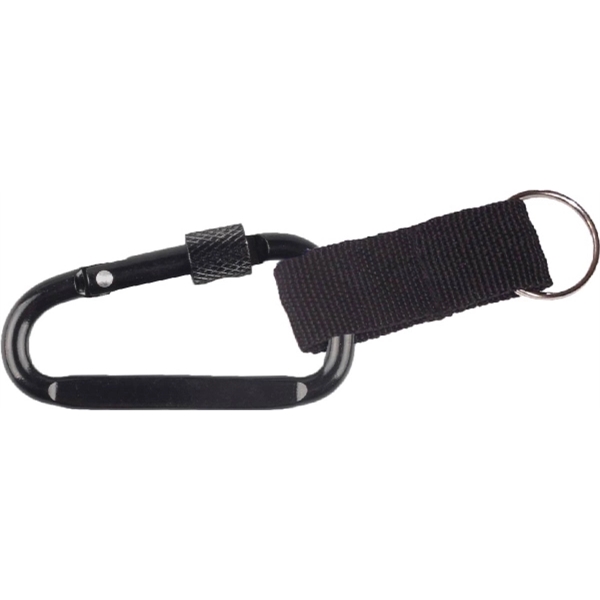 Carabiner with secured screw and strap, solid aluminum construction.... from ASI 74585 Nu Promo International / Nu Promo Line