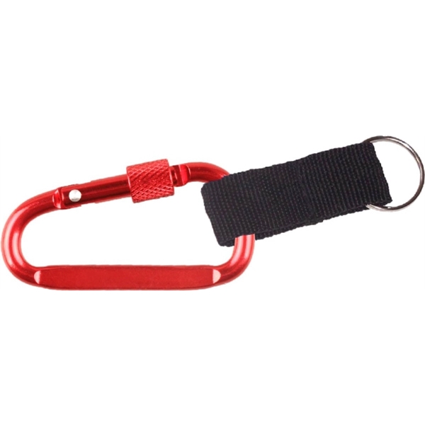 Carabiner with secured screw and strap, solid aluminum construction.... from ASI 74585 Nu Promo International / Nu Promo Line