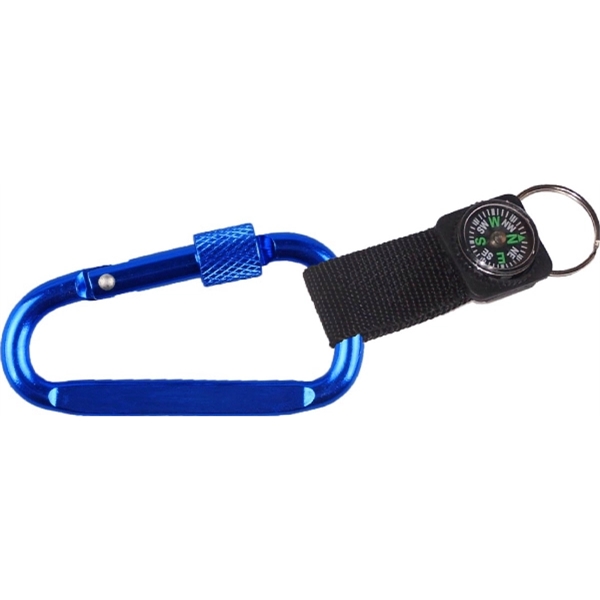 Carabiner with secured screw and compass, solid aluminum construction.... from ASI 74585 Nu Promo International / Nu Promo Line