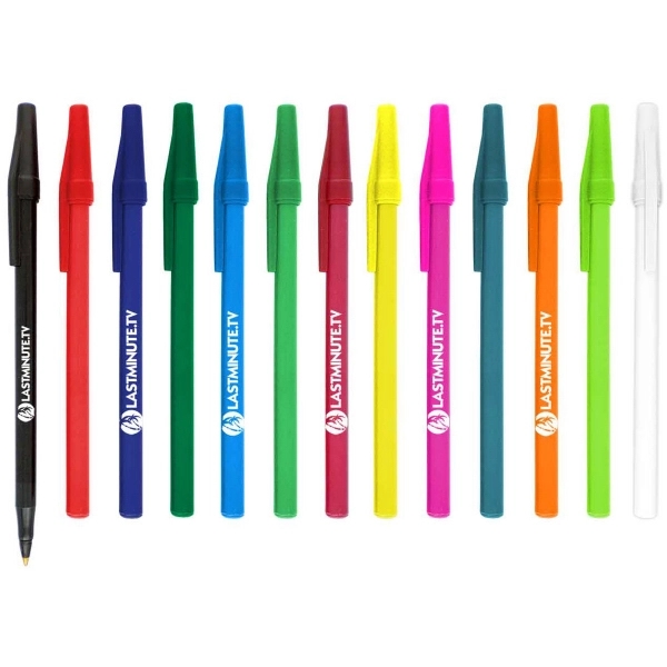 Colored stick, plastic ballpoint pen with cap.... from ASI 52387 Empire USA / Pens Line USA