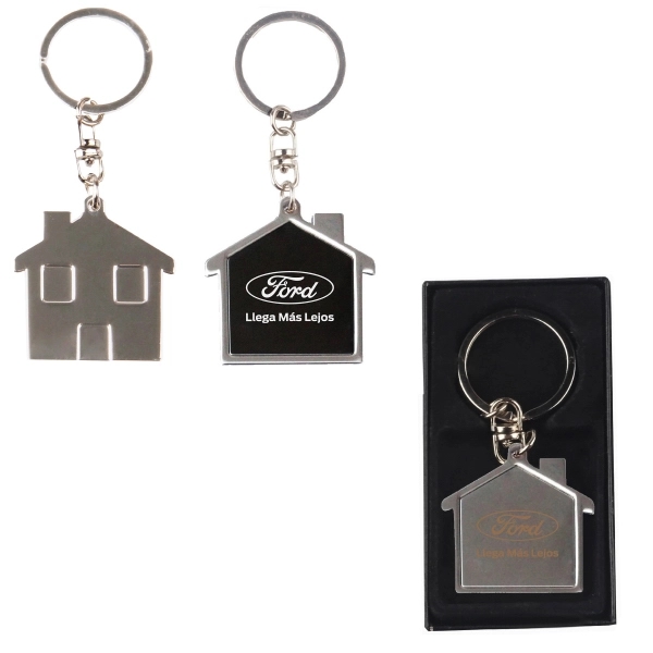 Rectangular shape chrome metal key holder... from ASI 74585 Nu Promo International / Nu Promo Line