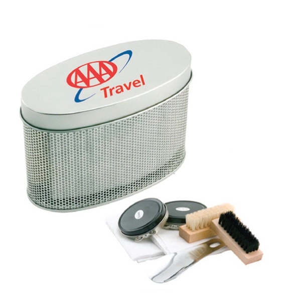 Shoe shine kit with polish, two brushes, two polishing cloths and... from ASI 31570 Advantage Industries / AdVantage Line®