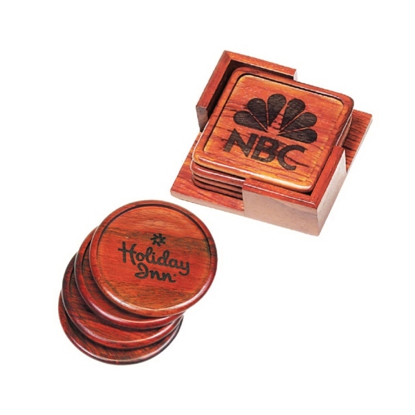 These 4-piece Rosewood Coasters feature your logo or message laser-etched on... from ASI 31570 Advantage Industries / AdVantage Line®
