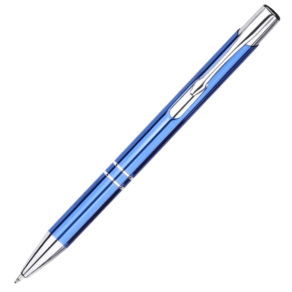 Retractable colored aluminum ballpoint pen with chrome accent rings on barrel... from ASI 40544 Binaco
