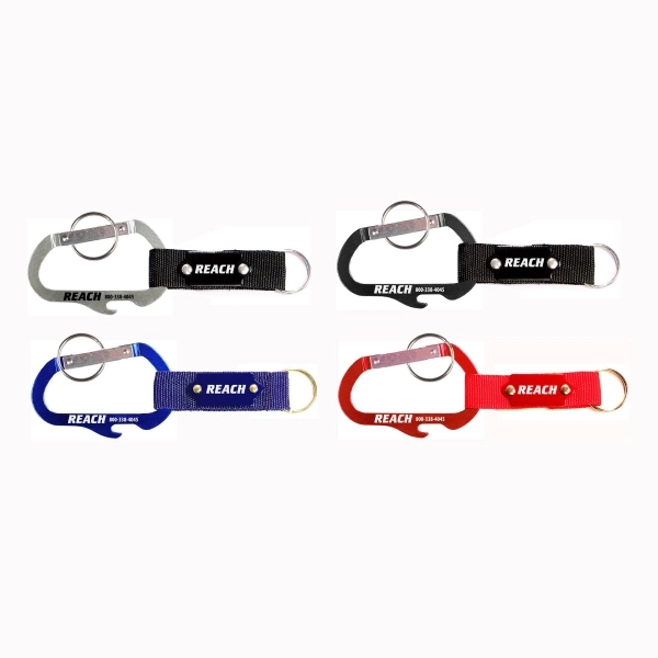 3 inches carabiner with bottle opener, metal plate and split key... from ASI 74585 Nu Promo International / Nu Promo Line