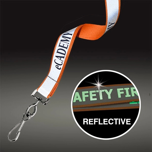Reflective custom safety lanyards improve visibility. 4 attachment options. Glow-in-the-dark imprinting... from ASI 79898 Promovision / PROMOVISION