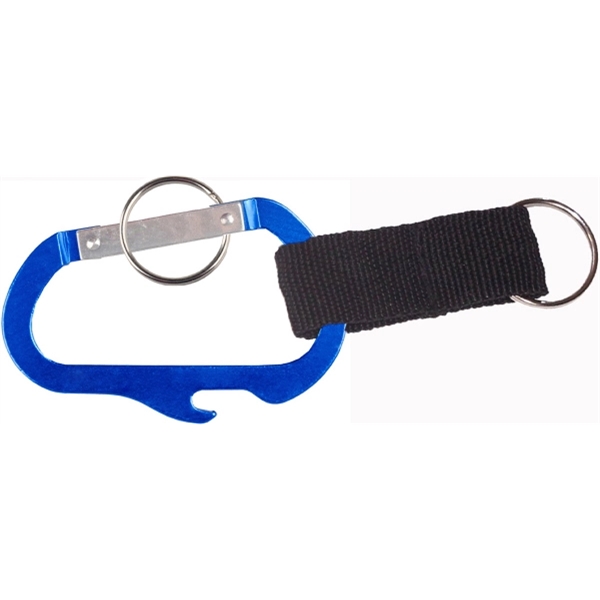 3 inches carabiner with bottle opener, strap and split key ring... from ASI 74585 Nu Promo International / Nu Promo Line
