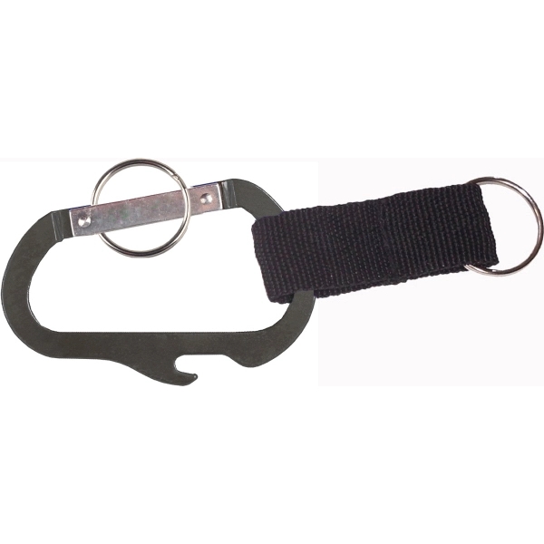 3 inches carabiner with bottle opener, strap and split key ring... from ASI 74585 Nu Promo International / Nu Promo Line