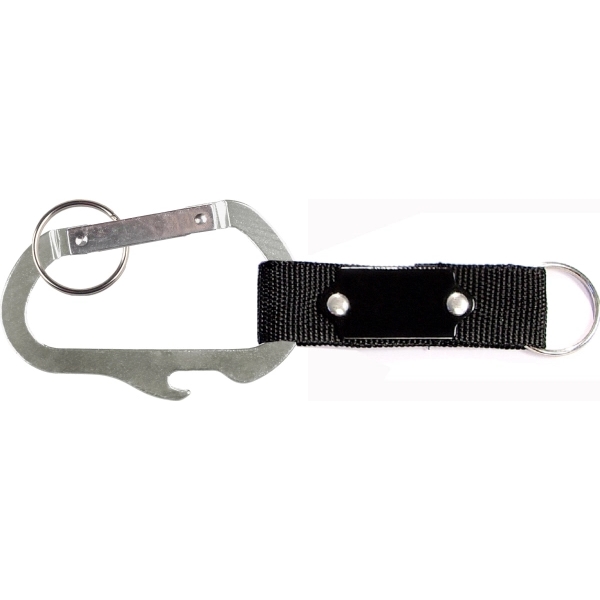 3 inches carabiner with bottle opener, metal plate and split key... from ASI 74585 Nu Promo International / Nu Promo Line