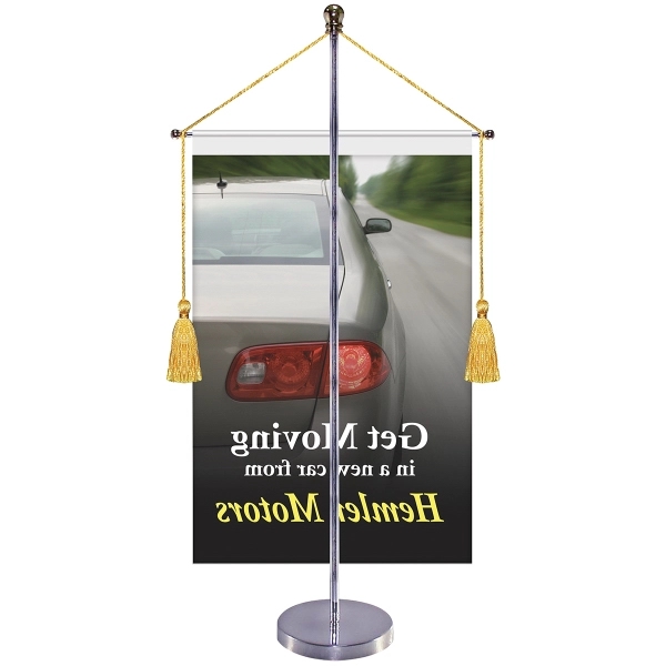 11-19.7" Metal Telescopic Flagpole w/ One Single Sided Banner with Hanging... from ASI 80228 Quinn