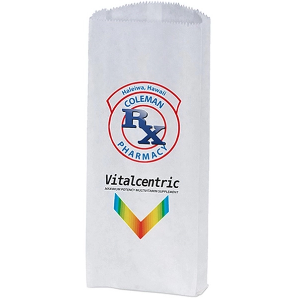 Paper Pharmacy Bag with serrated cut top and side and bottom... from ASI 37940 Bag Makers Inc