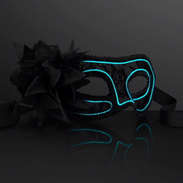 Aqua E.L. Wire Mardi Gras Mask, One Size Fits All. Blank,... from ASI 34194 ALightPromos / Alight Promotional Products