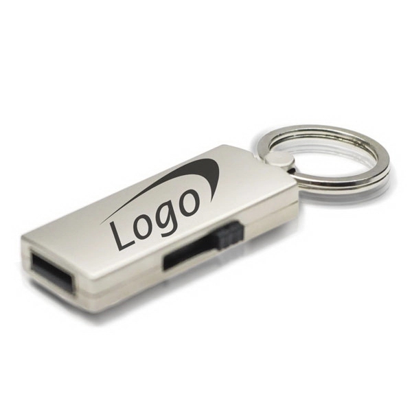 Silver metal USB drive with included keyring; multiple capacities offered.... from ASI 63776 KTI Networks Inc / KTI Promo