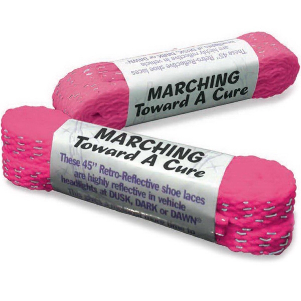 45" breast cancer awareness shoe laces with strong reflective filaments and... from ASI 54040 Fey Promo / Fey Reflectix® Mi Line by Fey